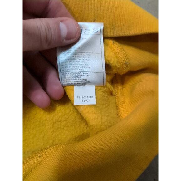 VTG Nike Center Swoosh Mens XXL Yellow Pullover Stained Gray Bar Tag - Picture 8 of 10